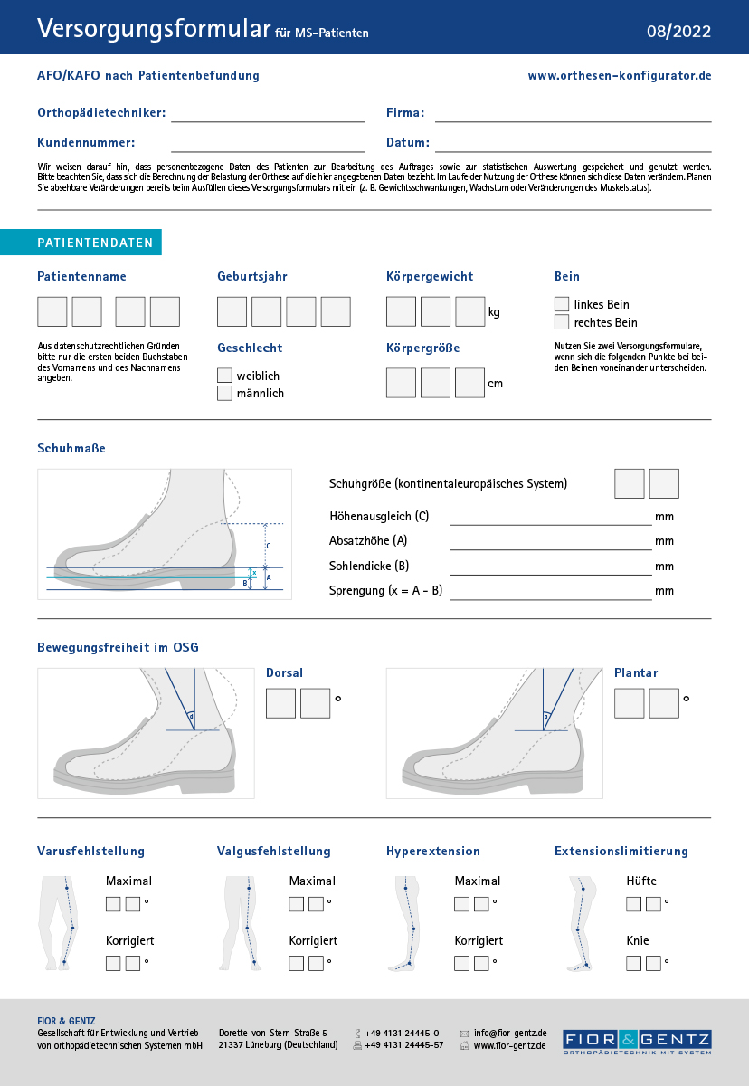 Versorgungsformular für MS-Patienten