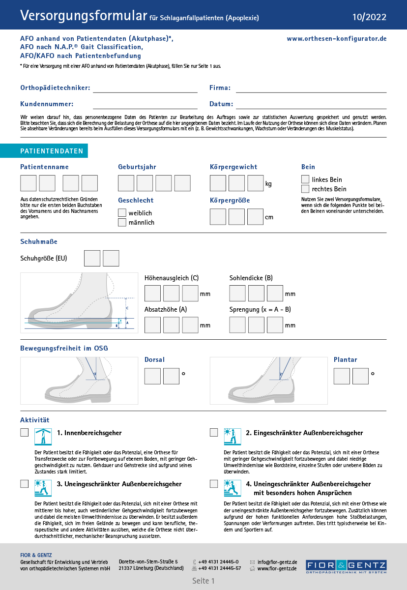 Versorgungsformular für Schlaganfallpatienten Versorgungsformular für Schlaganfallpatienten