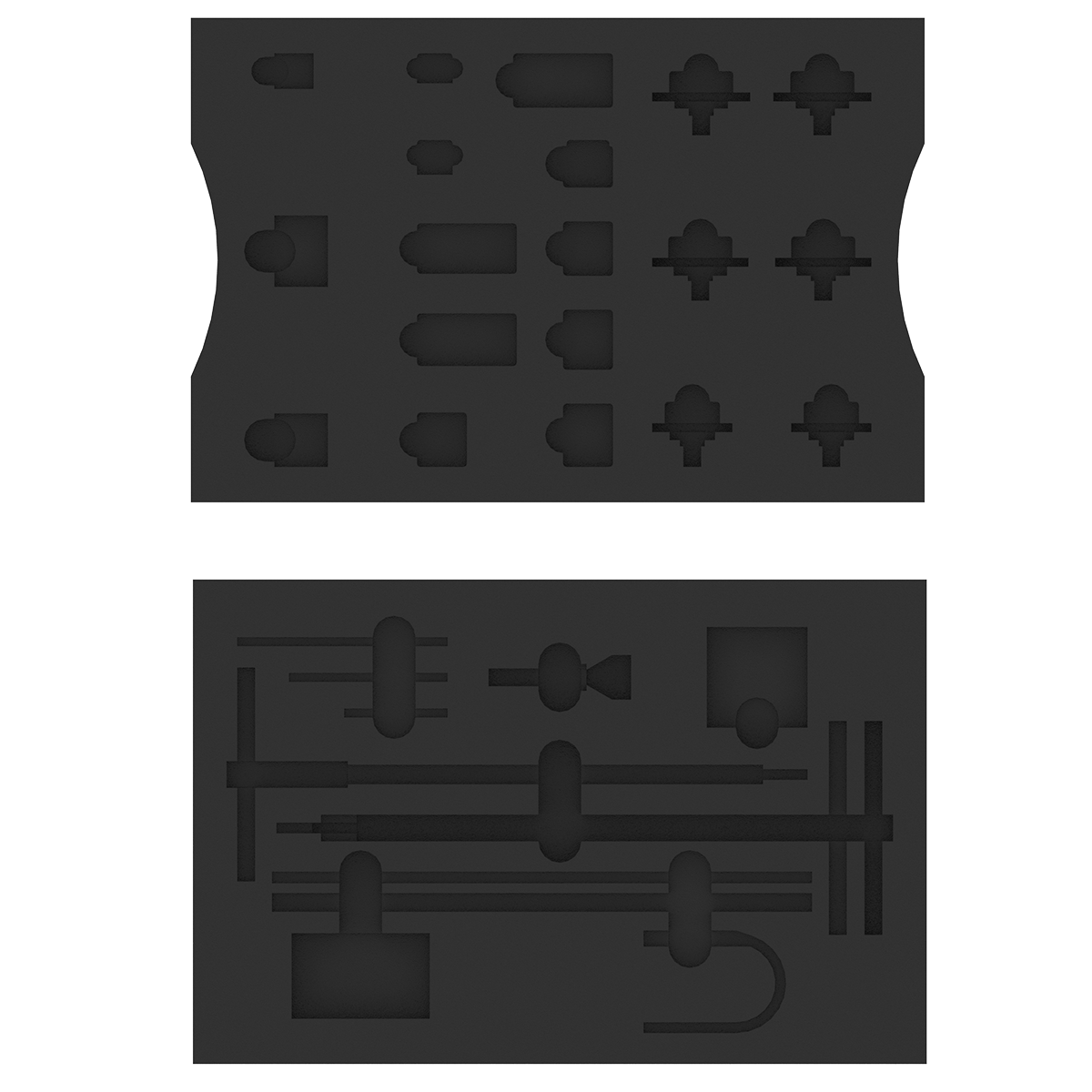 Werkzeugkoffer mit leeren Schaumstoffeinlegeböden