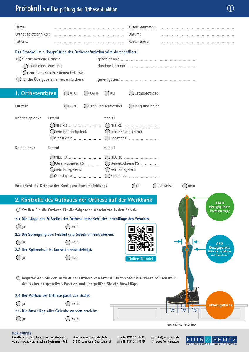 Protokoll zur Überprüfung der Orthesenfunktion